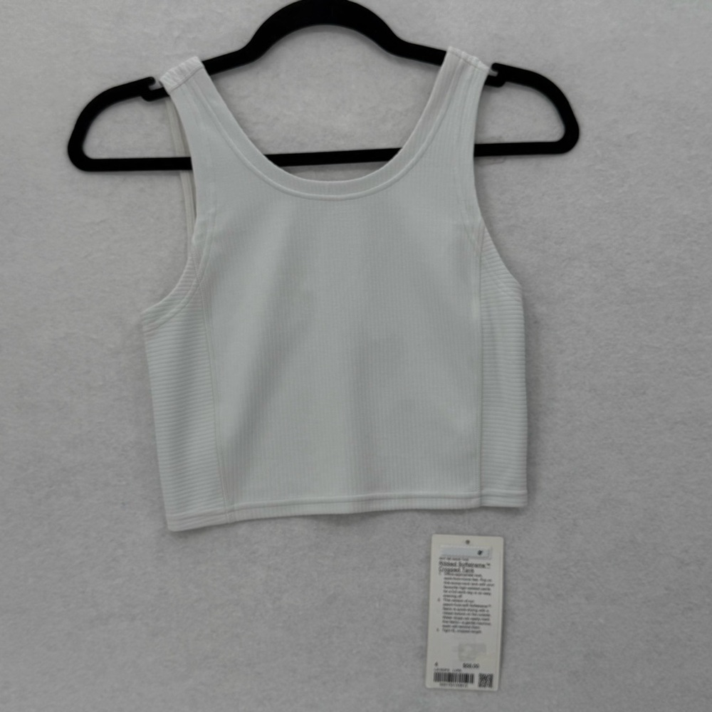NWT‎ Lululemon Ribbed Softstreme Cropped Tank Top Light Vapor Size 4
